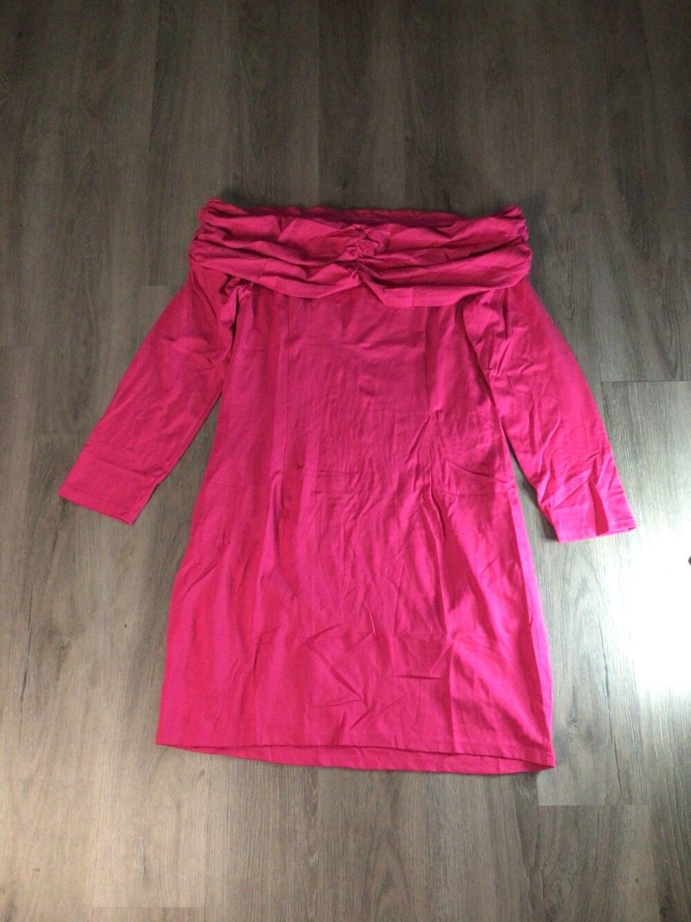 Grace Karin Bodycon Dress Womens 2XL Pink Ruched Off The Shoulder Party Cocktail